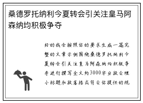 桑德罗托纳利今夏转会引关注皇马阿森纳均积极争夺 桑德罗托纳利今夏转会引关注皇马阿森纳均积极争夺
